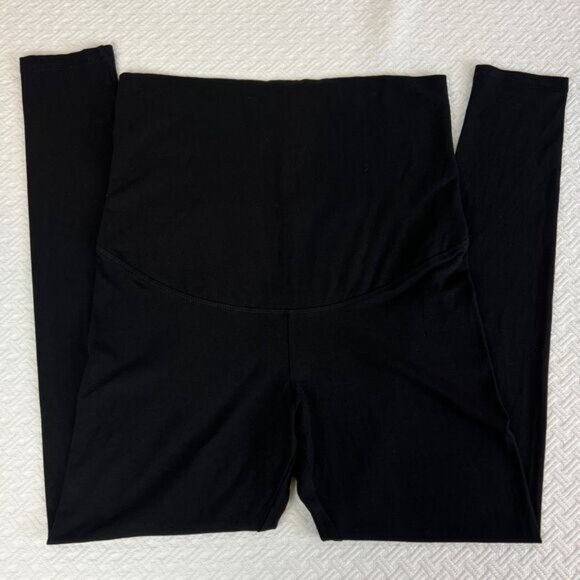 H&M Mama Size Large Maternity Pregnancy High Black Leggings Pants Lounge Stretch - Picture 2 of 9